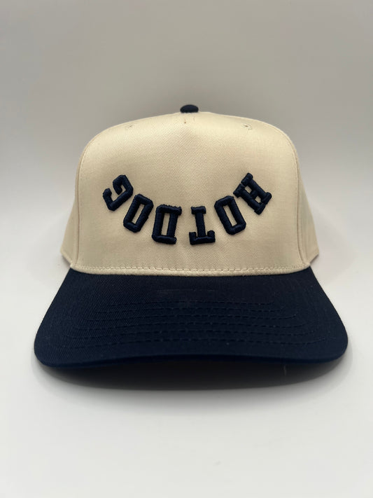 Upside Down Hotdog Hat - Navy/Natural