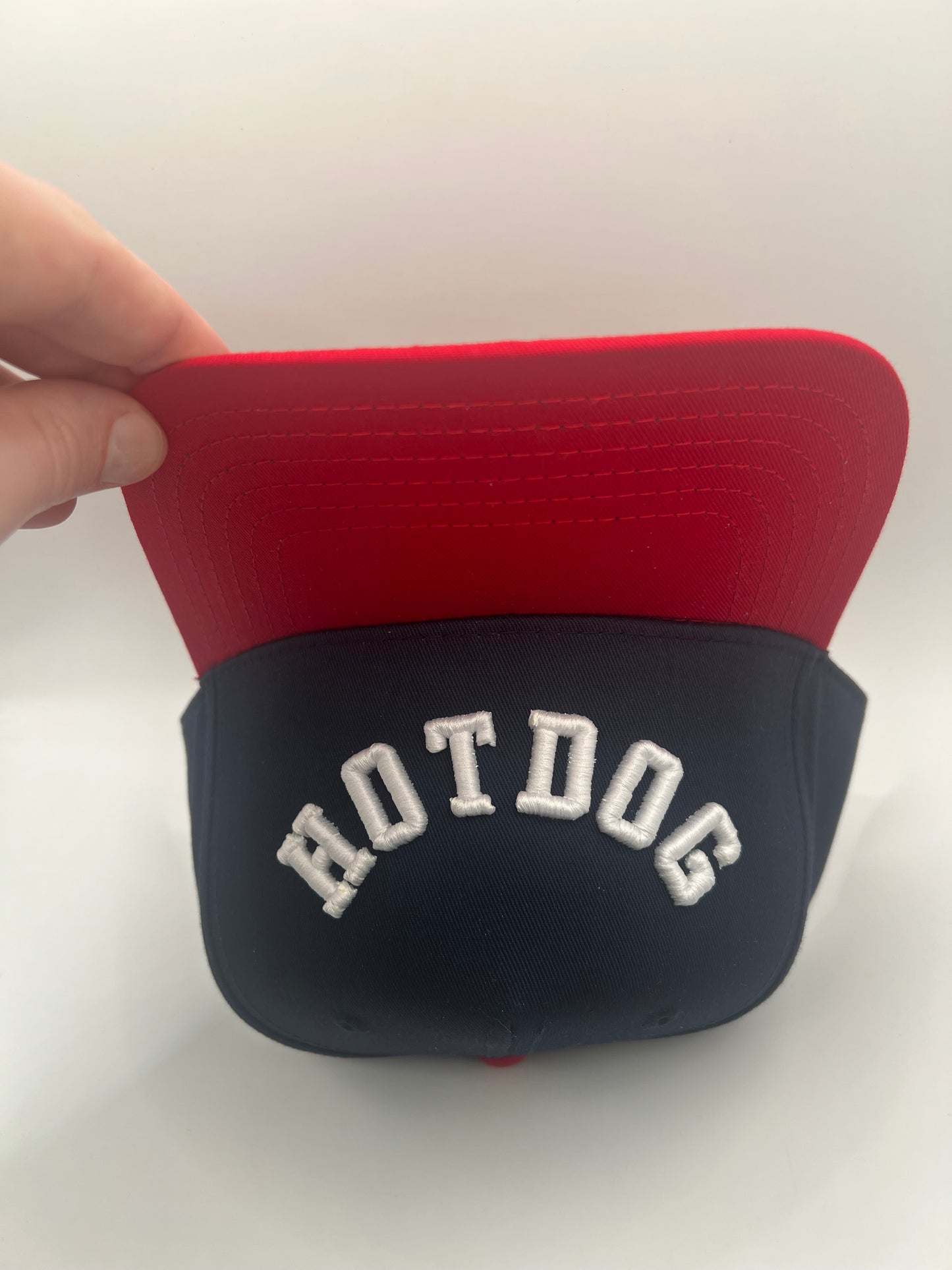 Upside Down Hotdog Hat - Navy/Red