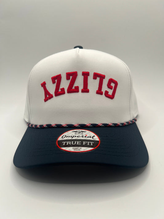 Two-Tone Upside Down Glizzy Rope Hat - White/Navy/Red