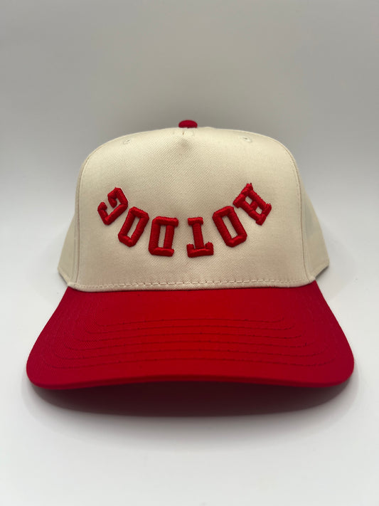 Upside Down Hotdog Hat - Red/Natural