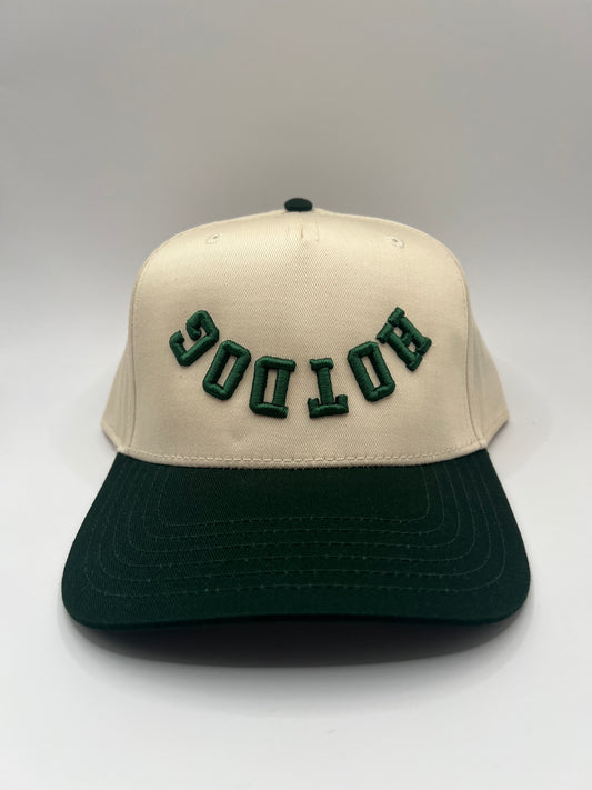 Upside Down Hotdog Hat - Green/Natural